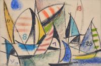 Xanti Schawinsky Drawing, Sailboats - Sold for $1,088 on 05-18-2024 (Lot 120).jpg